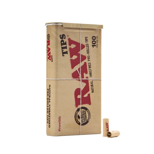 Pre-rolled filters for rolling "RAW Pre-rolled Tips Tin Box 100"